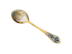 Серебряная ложка десертная Знак зодиака «Близнецы» с золочением